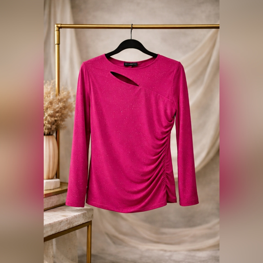 Vince Camuto Pink Long Sleeve  Top With Cutout Detail